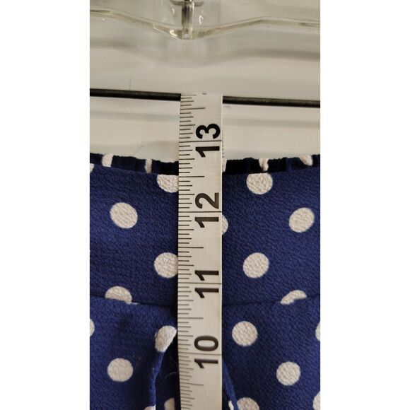 See You Monday Women's Large Blue With White Polka Dot Wide Leg Pants - Picture 7 of 7